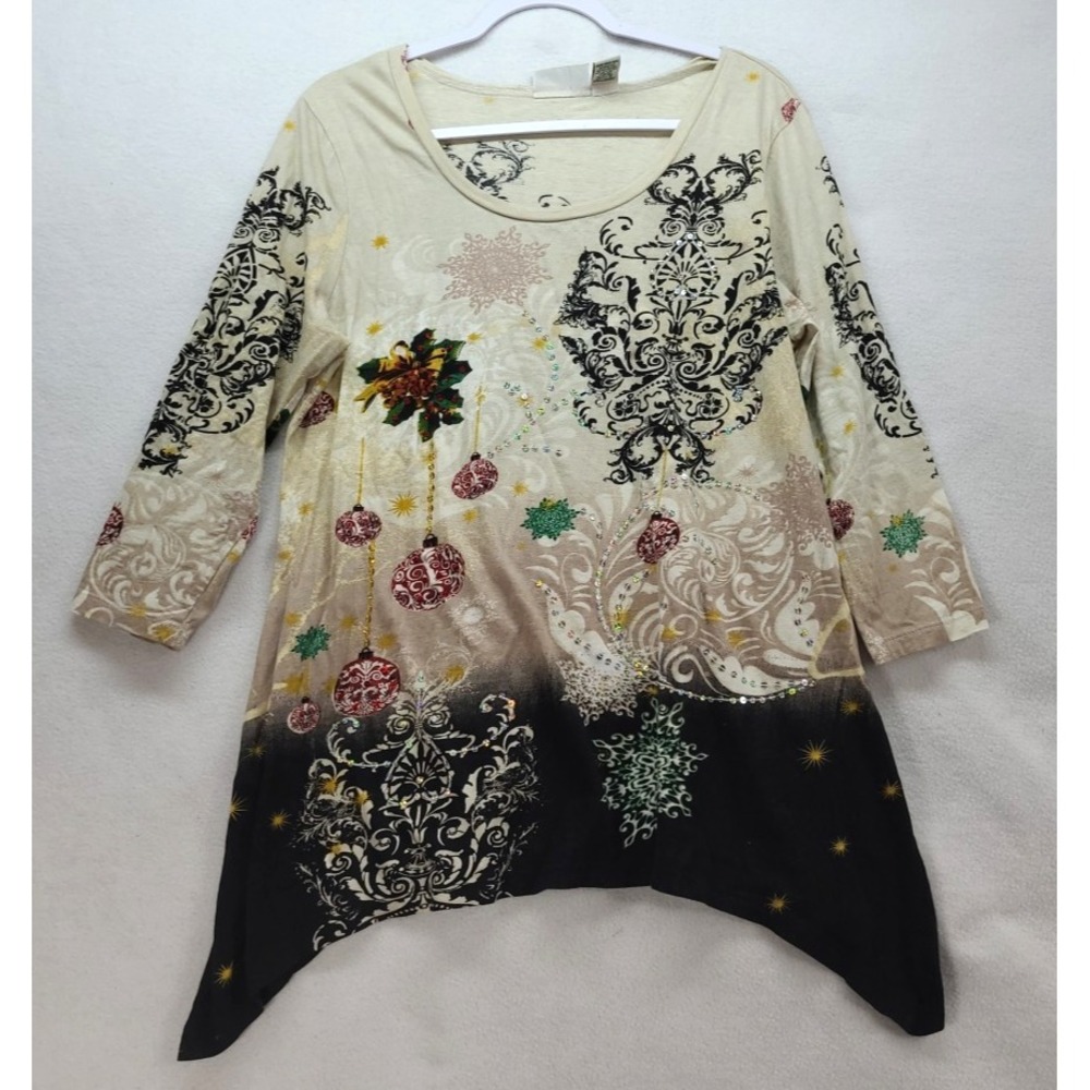 Collections Etc Womens Christmas Festive Holiday Ornaments‎ Sharkbite Top Large
